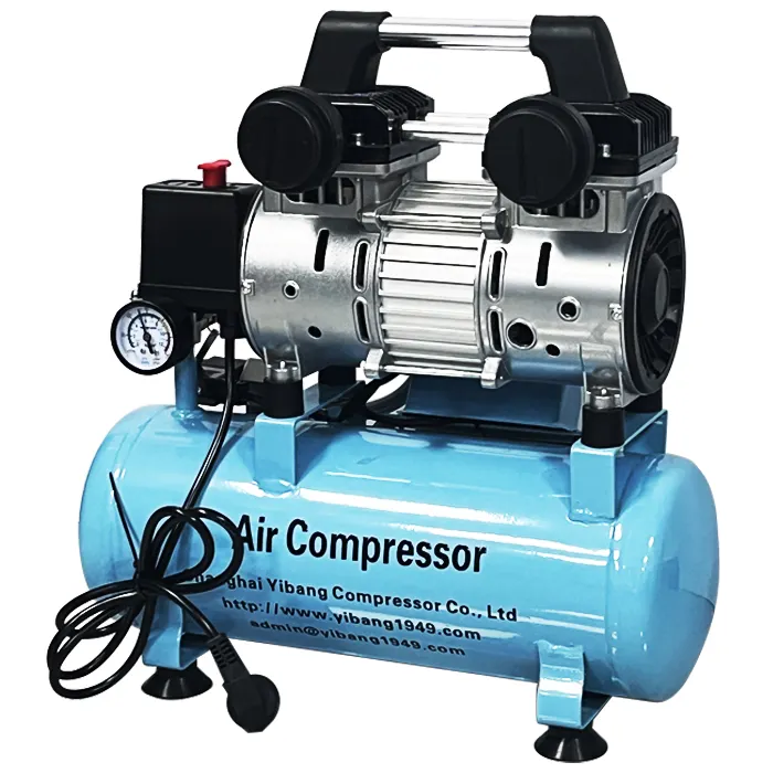 Yibang Wholesale oil free silent air compressor 600W 45L/min 8bar with 9L Tank with 220V 50Hz single phase AC Power 1470 rpm