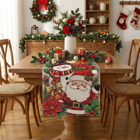 Nouveau chemin de table de Noël 2026, imprimé Père Noël et rennes, décoration de table de fête, nappe décorative