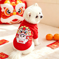 Vêtements d'hiver pour animaux de compagnie, sweat-shirt chaud en polyester orange avec imprimé singe de l'opéra de Pékin pour chats et chiens