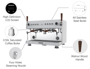 Cafetera Comercial Blanca para Cappuccino, Latte y Espresso con Doble Caldera - Product Image 4