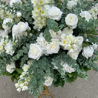 IFG Bestseller 80cm Künstliche Weiße Blumen mit Eukalyptus und Grünzeug Blumenball für Hochzeit Abschlussfeier Halloween Dekoration