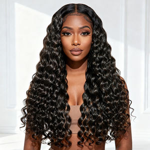 Perruques en cheveux humains Body Curly Water Wave Lace Front, fournisseurs de perruques, 13X4, vente en <span class=keywords><strong>gros</strong></span>, pas cher, 100% cheveux humains Remy, cheveux brésiliens - Product Image 1