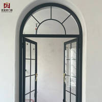 Ventana Francesa Moderna Minimalista de Aluminio con Perfil Delgado, Ventana Francesa Clásica de Doble Hoja con Rejillas Decorativas