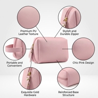 Mini sac à cosmétiques vintage personnalisé pour femmes Petite pochette à maquillage en cuir végétalien PU avec fermeture à glissière Accessoire pour sac à main de voyage