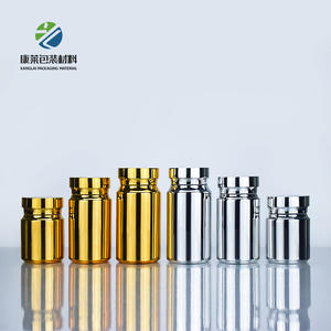 Botella personalizable <span class=keywords><strong>de</strong></span> plástico para mascotas <span class=keywords><strong>de</strong></span> 100ml galvanizada en oro y plata con tapón <span class=keywords><strong>de</strong></span> rosca y sello para píldoras y medicamentos - Product Image 2