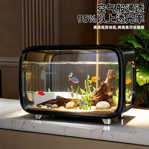 Acuario rectangular de plástico transparente Zy02 con tapa para decoración del hogar y uso como pecera - Product Image 2
