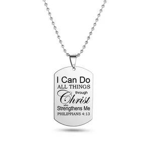 I Can Do All Things Bible Necklace Scripture Quote Psalm Stainless Steel Pendant Necklaces Christian Jewelry