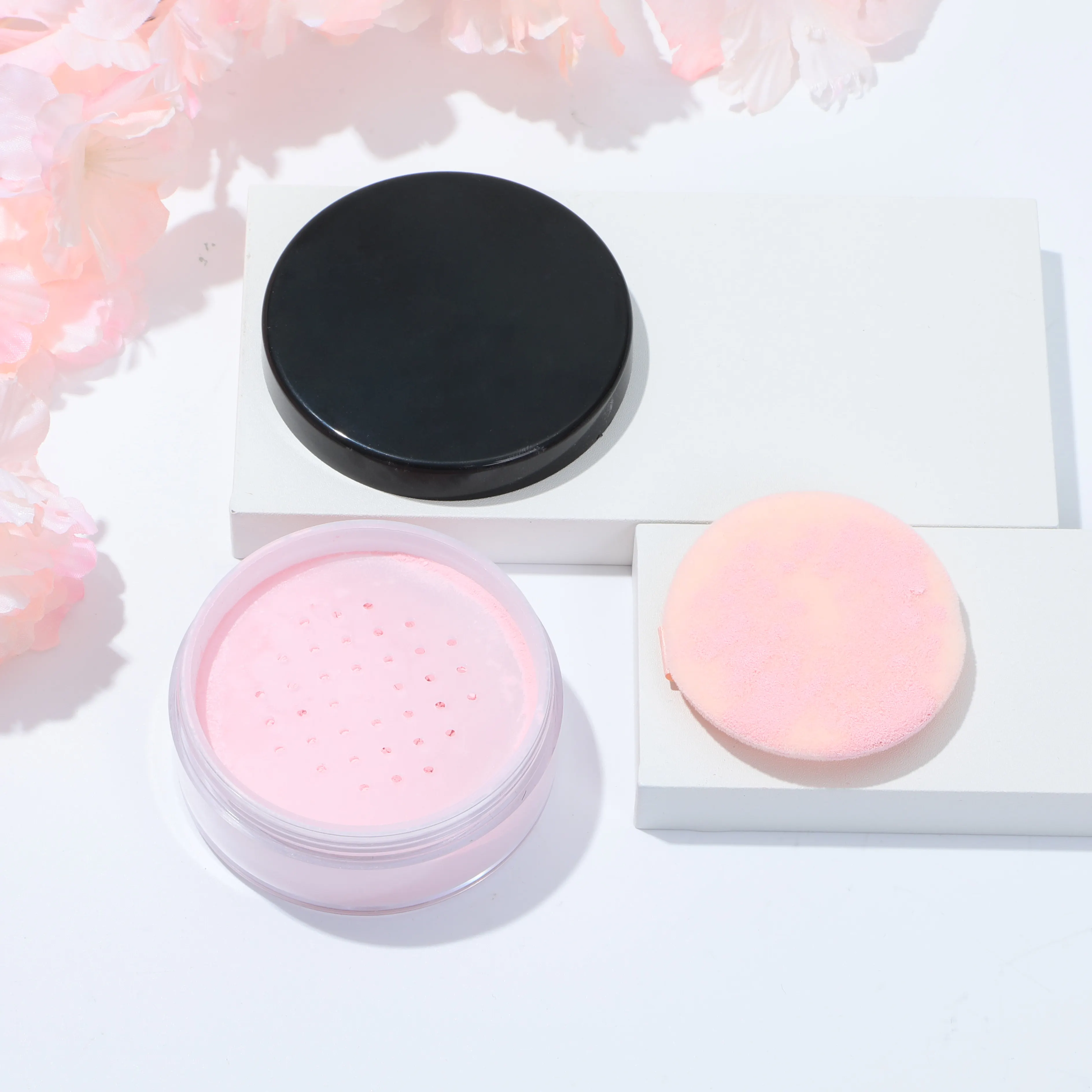 Individuelles Logo Ölkontrolle Eigenmarke veganes Makeup matte rosa durchscheinend seidig lose Einstellungspulver