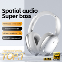Auriculares Inalámbricos Over-Ear para Juegos, Música, Sonido de Alta Fidelidad, Micrófono con Cancelación de Ruido ANC, Resistentes al Agua IPX-4, para Teléfono Móvil