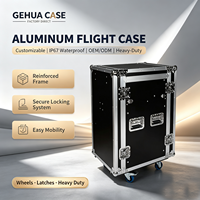 Flight case professionnel en aluminium GEHUA à trois portes, monocouche, 6U/8U/10U/12U/14U/16U/18U+4U pour microphone, mixeur et amplificateur