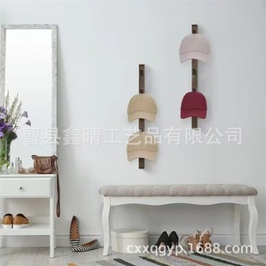 Porte-chapeaux mural en bois, organiseur de casquettes en bois massif, présentoir à chapeaux - Product Image 3