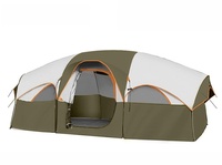 Tente de camping pour 10-12 personnes, double couche, tunnel, 2 chambres, 1 séjour, imperméable, poteaux en fibre de verre 2000 mm, abri familial pour l'extérieur