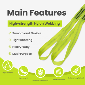 Sangle de traction multifonction personnalisée avec ancrages en sangle cousue et boucles doubles pour l'arboriculture, l'escalade, le sauvetage et le travail en hauteur - Product Image 3