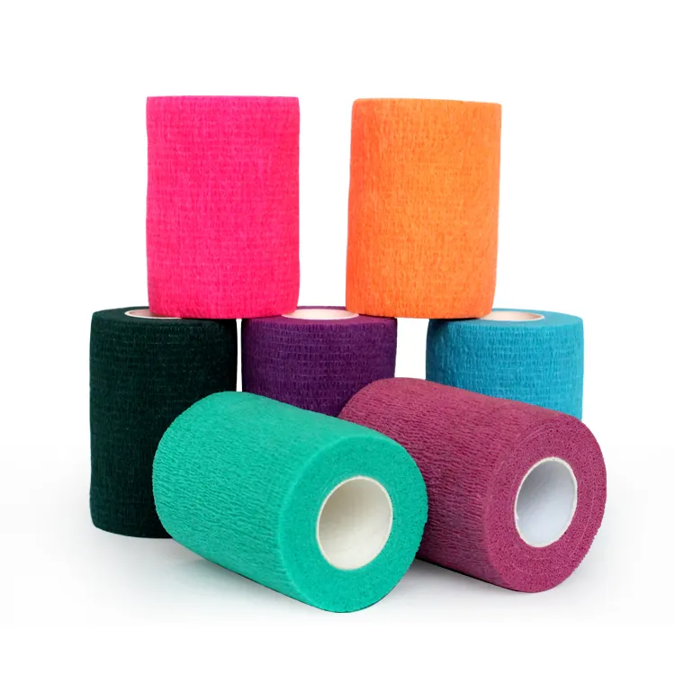 Printed cohesive self-adhesive high elastic bandage