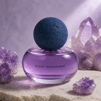 Flacon de parfum de luxe en forme d'hémisphère avec bouchon en pierre de lave marine, emballage de parfum personnalisé OEM en gros