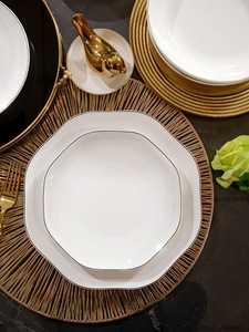 Elegant Luxury Bone China <b>Dinnerware</b> <b>Sets</b> with Gold Trim Eco-Friendly Utensils Kit for Hotel Camping & Wedding Use - Product Image 6