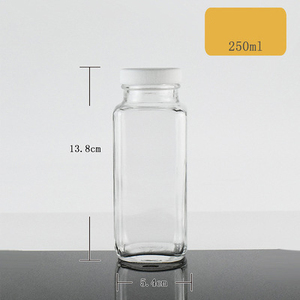 Grosir Pemasok Botol Kaca Kosong Persegi 250Ml 350Ml 500Ml Jar Penyimpanan Dapur Susu/Jus/Teh/Minuman Botol Kaca dengan Tutup - Product Image 5