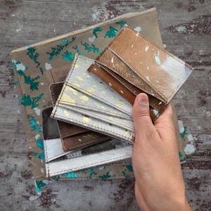 Boshiho Customized Attractive Stylish Vintage Unisex Cow Fur Leather <b>Wallet</b> ATM Credit Card ID <b>Holder</b> 3 in Button - Product Image 2