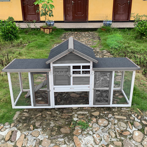 SDR031-gris – Grand enclos à poules en bois élégant avec couloir coulissant horizontal pour lapins, poules, hamsters et furets - Product Image 5