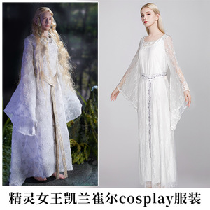 Ropa de anime popular, vestido de cosplay de Reina Élfica de El Señor de los Anillos, atuendo medieval de corte con encaje blanco - Product Image 3