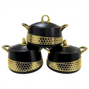 Juego de 3 Recipientes Térmicos de Alta Gama para Alimentos, 2L, 2.5L, 3L, Acero Inoxidable, Decoración de Panal de Abeja, Olla Caliente de Lujo para Mesa, Venta al por Mayor - Product Image 1
