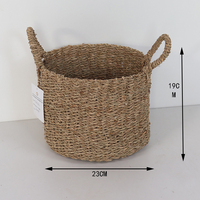 Panier de paille tissé jonc de mer panier de plante de stockage fait à la main avec poignées