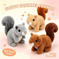 Jouet d'imitation pour animaux de compagnie : Écureuil en peluche électronique qui marche avec mini distributeur de nourriture et d'eau – Ensemble de jeu de rôle pour enfants sur l'élevage des animaux
