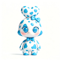 Figurine d'action personnalisée en PVC et ABS, motif cœur à pois bleus, avec emballage personnalisé, service OEM d'usine chinoise