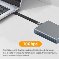 Xput Kurzes FPC Flaches USB3.1 Gen2 USB-A auf Typ-C Kabel 10Gbps Hochgeschwindigkeits-Datenübertragung 3A 60W PD Schnellladekabel für Laptop