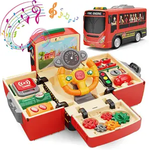 Öğretim anlamı ile oyuncak itfaiye kamyonu s simülasyon direksiyon sürüş oyuncak bebekler oyuncak itfaiye kamyonu sesli oyuncak ve ışık