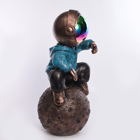 Bureau Cosmonaute Bronze Statue Espace Astronaute Lune Spaceman Sculpture Résine Arts Enfant Cadeaux Ornement Chambre Décor pour Hommes