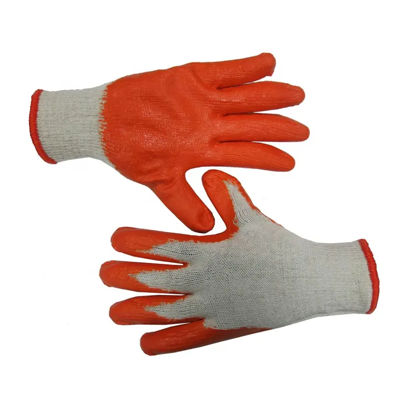 Economic Natural T/C Shell with Red Latex Coated Gloves Price, Cotton Work Gloves Late great for Construction, Warehouse, Moving