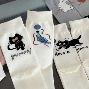 Cute Cartoon Women Mid Calf <b>Socks</b> Anime Pattern Breathable <b>Polyester</b> Fashion Autumn Winter Wear - Product Image 1
