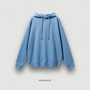 เสื้อฮู้ดดี้ผู้ชายทรงกลมสีพื้น ผ้าวูลหนา 380 กรัม สไตล์เรโทร แบรนด์แฟชั่นแนวสตรีท สำหรับฤดูใบไม้ร่วง - Product Image 2