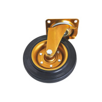 Roue pivotante en caoutchouc pour poubelle, avec plaque de base en acier robuste 200x50mm, sans frein inclus, directement de l'usine