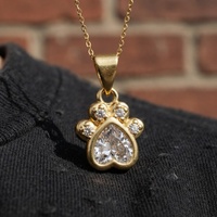 Collier en laiton plaqué or 14 carats avec pendentif patte de chat mignon et breloques cœur en zircon cubique pour femmes et filles, accessoires de mode DIY, cadeau
