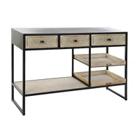 TABLE DE CONSOLE EN MÉTAL NOIR ET BOIS 120X38X80