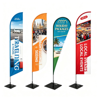 Drapeau de plage personnalisé en polyester, bannière publicitaire extérieure imprimée numériquement, drapeau d'affichage pour événements et promotion en magasin