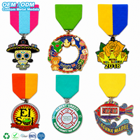 Medaglia Personalizzata OEM a Forma di Fiesta in Lega di Zinco, Commemorativa con Logo Stampato e Nastro per Promozioni di Carnevale e Parate