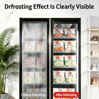 Congélateur vertical à double porte avec vitrine, écran intégral en verre, sans givre, refroidissement par air, congélation rapide pour supermarché
