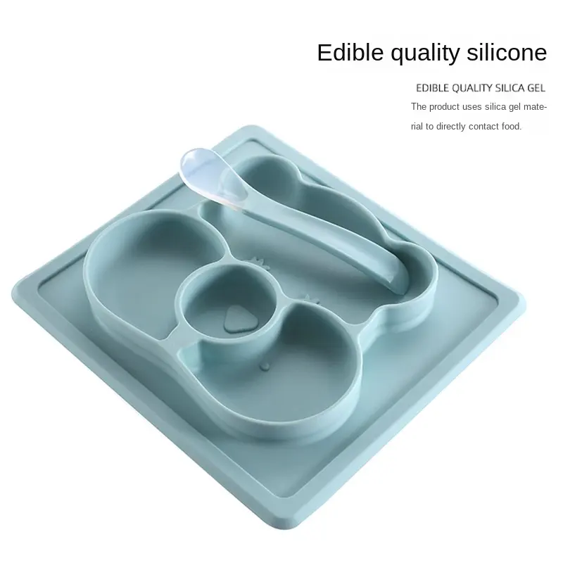 Assiette à manger pour enfants en silicone Assiette à manger intégrée fendue