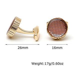 Mancuernillas Francesas Redondas Rosadas en Oro, Mancuernillas de Aleación de Metal en Blanco para Camisa, Mancuernillas de Lujo para Hombre, Gran Venta en Europa - Product Image 3