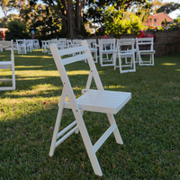 [Stock US] Chaise pliante en bois à lattes pour événements spéciaux - Blanc, lot de 4 chaises pliantes, livraison rapide depuis l'entrepôt US, MOQ 1 lot