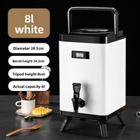 Dispenser Minuman Portabel Grosir 6L-12L, Wadah Susu Teh Kotak Terisolasi Baja Tahan Karat 304 dengan Keran, untuk Restoran