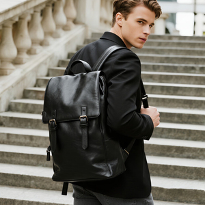Commercio all'ingrosso di alta qualità nero Top in <span class=keywords><strong>pelle</strong></span> di grano <span class=keywords><strong>zaino</strong></span> da <span class=keywords><strong>uomo</strong></span> fatto a mano retrò in vera <span class=keywords><strong>pelle</strong></span> <span class=keywords><strong>zaino</strong></span> per Laptop per uso quotidiano - Product Image 2