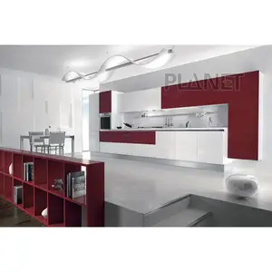 Özelleştirilmiş proje Villa yüksek parlak mutfak dolabı fabrika fiyat modüler mutfak dolabı melamin kurulu mutfak dolabı