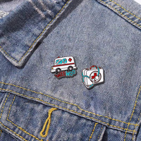 Badge personnalisé en émail souple pour infirmière, médecin, ambulance, électrocardiogramme, stéthoscope, cœur, en métal, pour promotion