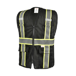 เสื้อกั๊กทำงานแบบสองสี รุ่น Class 2 สีดำ สำหรับ<span class=keywords><strong>งาน</strong></span>สำรวจ ผลิตจากโพลีเอสเตอร์ตาข่าย สะท้อนแสงได้ดี มีกระเป๋าหน้า 4 ช่อง - Product Image 1