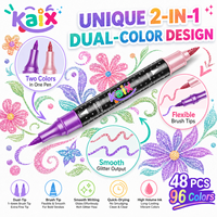 Ensemble de marqueurs à paillettes à double pointe KAIX, 24 couleurs, marqueurs à peinture acrylique à flux fluide, couleurs brillantes et chatoyantes, emballage OEM pour les travaux manuels DIY