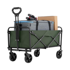Chariot pliant pliable <span class=keywords><strong>utilitaire</strong></span> tout-terrain en métal robuste et chariot de plage de jardin avec grandes roues pour le sable - Product Image 1